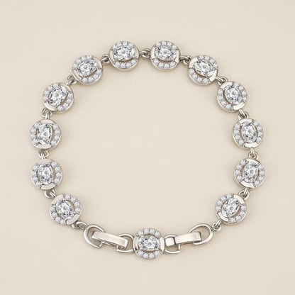 Tennis Bracelet for Women 14K Gold Plated Cubic Zirconia Bracelet,Classic Crystal Tennis Bracelet, Rhinestone Delicate Bracelet Gift for Her - style: Oval Cut-White