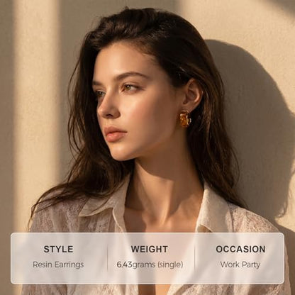 Chunky Hoop Earrings for Women, Tortoise Shell Leopard Hoops | Tortoise Shell Pattern; 18K Gold Plated Finish; 925 Silver Posts; Lightweight Statement Style - color: QIHP-18-Brown