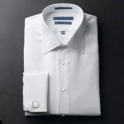 wynameleri Mens Cufflinks and Studs Set Blanks Round 4 Colors Shirt Tuxedo Buttons Packed in Cufflink Box for Business Wedding Jewelry - color: White