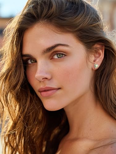 Bestyle Authentic 925 Sterling Silver 2 Carat Birthstone Earrings for Women, More Sparkle Heart/Round Solitaire Diamond Studs Earrings, Great Birthday/Christmas/Anniversary Jewelry for Wife Mother - color: 08. Aug.Peridot-Heart