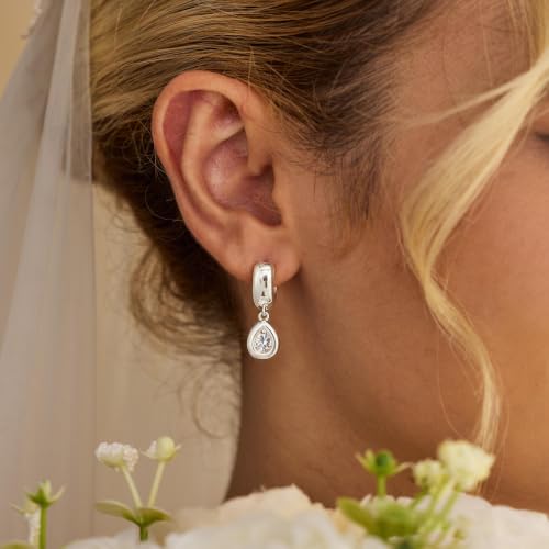 LLWOM Gold Dangle Earrings for Women-Trendy 14K Gold/Silver Plated Cubic Zirconia Huggie Hoop Earrings Teardrop Earrings Lightweight Hypoallergenic Statement Jewelry Gifts for Women - color: S-Teardrop Hoop