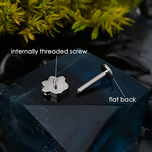 G23 Titanium Cartilage Earring Stud for Helix 16g Flat Back Dog Paw Cartilage Piercing Jewelry Front Top Screw Helix Tragus Earrings - color: Paw