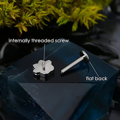 G23 Titanium Cartilage Earring Stud for Helix 16g Flat Back Dog Paw Cartilage Piercing Jewelry Front Top Screw Helix Tragus Earrings - color: Paw
