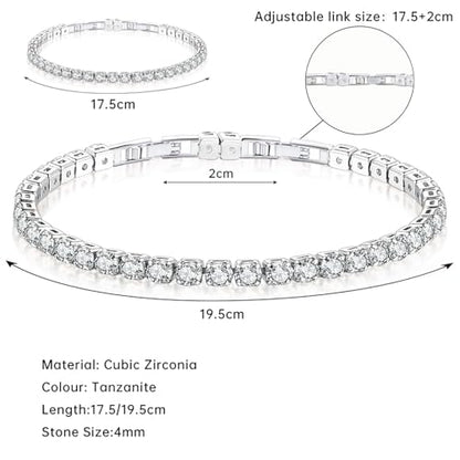HEEYA Birthstone Silver/Gold Plated Tennis Bracelets, Adjustable 4mm CZ Tennis Bracelets for Women, Fashion Jewelry Wedding Gift Size 6.8 inch+1 inch Extender - color: 04 April Diamond