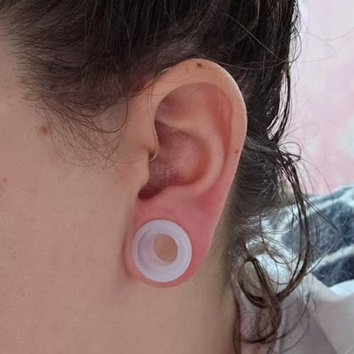 6G-50mm Hollow Acrylic Ear Plugs Tunnels for Women Men Double Flared Saddle Ears Gauge Plug Stretcher Expander Piercing Body Jewelry Black White Clear 1 Pairs - color: White, size: 50mm = 2 inch