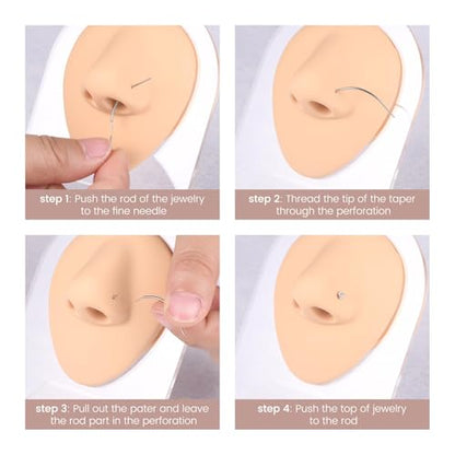 Longita 20g Nose Rings Hoop L Shape Nose Studs Stainless Steel Nose Screw Bone Flat Top Diamond Opal Heart High Nostril Piercing Jewelry Silver Rose Gold Black Pack for Women Men - color: 42-20g- gold