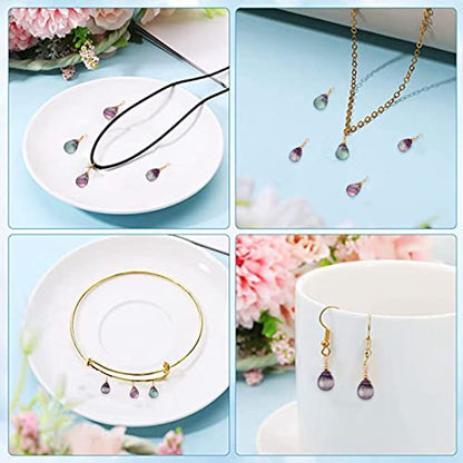 DanLingJewelry 25pcs Natural Fluorite Pendants Teardrop Stone Pendants Reiki Healing Chakra Gemstone Rock Charms for Jewelry Crafting - color: 25pcs - Teardrop Ⅳ