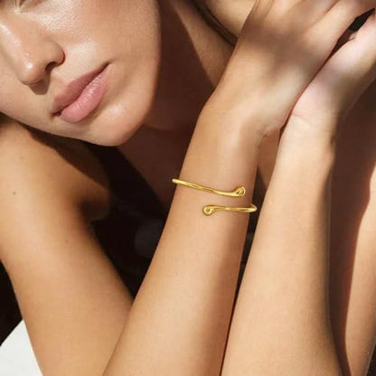 Chunky 14k Gold Cuff Bracelets for Women - Non Tarnish Teardrop Bangle Multi-layer Cross Wire Open Bracelets - color: 05 Gold-Teardrop Cuff Bracelets