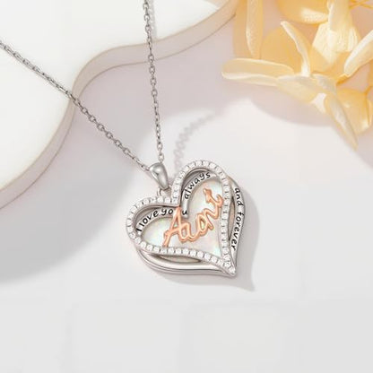 925 Sterling Silver Necklace Gifts for Women Crystal/Opal Jewelry Pendant Christmas Birthday Gift - style: Opal-Aunt