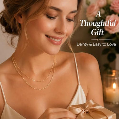 Gold Neklace Stack Dainty Gold Herringbone Necklace for Women Layered Paperclip Chain Necklaces Rhinestone Drop Simple Jewelry Gifts for Women - color: A6:thin-2pcs