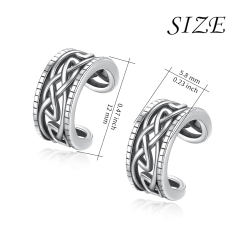 Birthday Gifts 925 Sterling Silver Ear Cuff Non Pierced Fake Cartilage Cuffs Huggie Earrings for Women Girls - Set of 2 - style: Oxidation Celtic