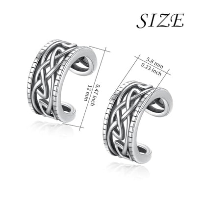 Birthday Gifts 925 Sterling Silver Ear Cuff Non Pierced Fake Cartilage Cuffs Huggie Earrings for Women Girls - Set of 2 - style: Oxidation Celtic
