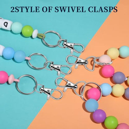 Teenitor 524PCS Keychain Making Kit, Key Chain Clips, Key Chain Rings, Lanyard Hooks Lobster Claw Clasps, Key and Jump Rings for Keychain Making Jewelry Lanyard - color: Silver