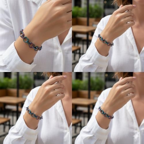 mnmoom Heart Bracelets for Women Stainless Steel with Rose gold, gold plating Heart links bracelets - color: Magic