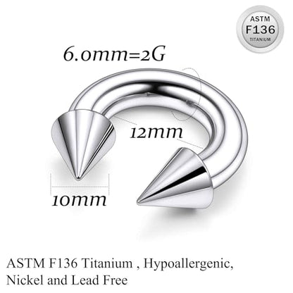 Ruifan 20G 18G 16G 14G 12G 8G 6G 4G 2G Horseshoe Nose Ring Titanium Septum Rings Piercing Jewelry Internally Threaded Gauges Cartilage Conch Helix Rook Lip Tragus Earring Hoop Eyebrow For Women Men - size: Spike: 2G - 12MM