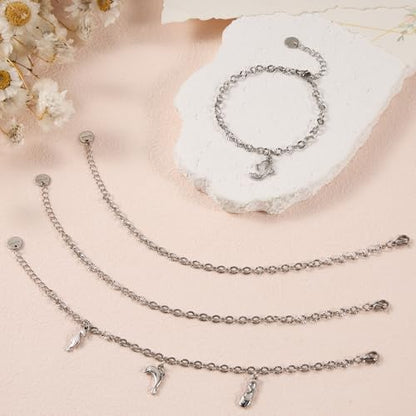 UMAOKANG 10PCS Stainless Steel Chain Link Bracelet for Jewelry Making | Silver Embossed Oval Bracelet Bulk for Women Permanent Chain Bracelets - color: 10pcs Oval Steel