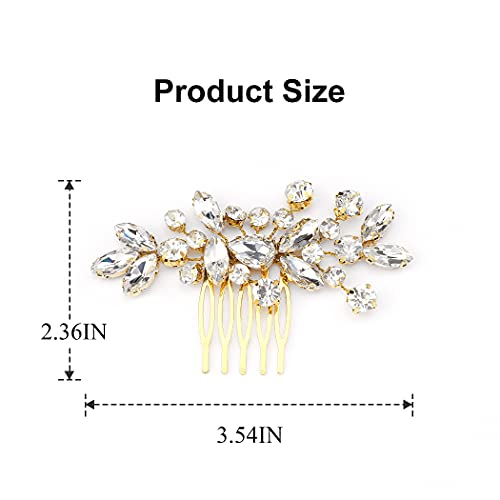 Catery Crystal Wedding Hair Comb Gold Rhinestone Bridal Hairpieces Bridesmiad Clips Accessories for Brides and Women (Gold) - color: B Gold