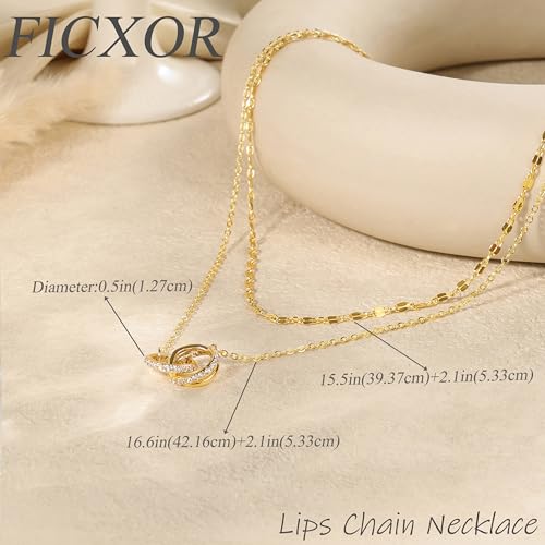 Dainty Layered Necklaces for Women,14k Gold Plated CZ Choker Necklace Stack | 14K Gold Plated Necklace set,Non Tarnish Hypoallergenic Beaded Paperclip Chain Necklace Stack Women's Minimalist Jewelry Gift - color: Gold-6