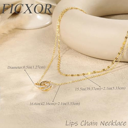 Dainty Layered Necklaces for Women,14k Gold Plated CZ Choker Necklace Stack | 14K Gold Plated Necklace set,Non Tarnish Hypoallergenic Beaded Paperclip Chain Necklace Stack Women's Minimalist Jewelry Gift - color: Gold-6