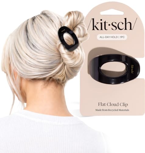 Kitsch Small Flat Claw Clip for Women - Black, 1pc | Durable & Strong Hold Flat Hair Clips For Styling, Half Updo | Non-Slip for Secure, Comfortable Wear, For All Hair Types - color: Black, size: Small