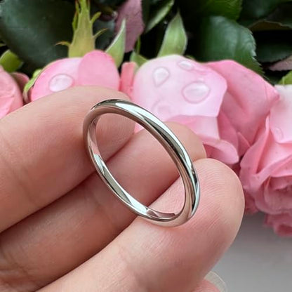 TUTISS 2mm 3mm 4mm 5mm 6mm 7mm 8mm 10mm White Tungsten Rings for Men Women Engagement Wedding Bands Domed Polished Shiny Comfort Fit - color: 2mm White Tungsten