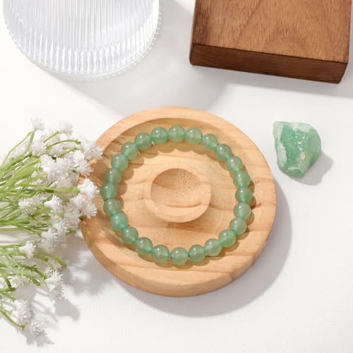 Raicegs 4 6 8MM Beaded Bracelets Healing Crystal Bracelet for Women Men Natural Stone Handmade Stretch Bracelet Reiki Spiritual Jewelry - color: Aventurin, size: 8mm