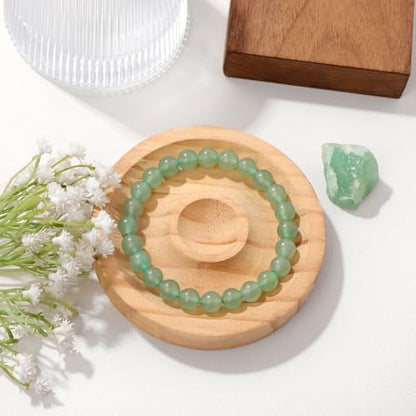 Raicegs 4 6 8MM Beaded Bracelets Healing Crystal Bracelet for Women Men Natural Stone Handmade Stretch Bracelet Reiki Spiritual Jewelry - color: Aventurin, size: 8mm