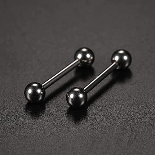 PEAKLINK Internally Threaded Nipple Rings Titanium Nipple Bars Piercing Jewelry 1 Pair Tongue Rings Eyebrow Jewelry Bridge Piercings - color: Silver Nipple Straight Barbell