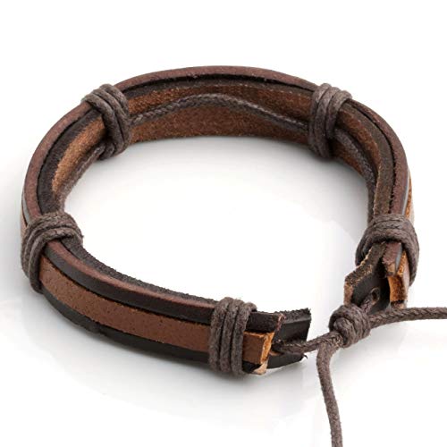 Leather Braided Bracelet Cuff Wrap Wristband for Men Women Adjustable - color: E:6pcs