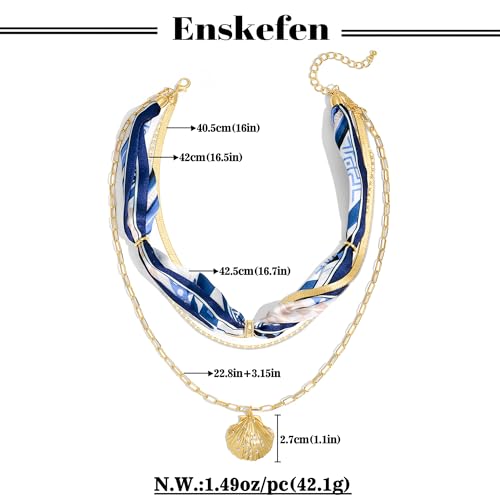 Shell Necklaces for Women Trend Boho Scarf Necklaces Ocean Mermaid Conch Seashell Necklace Summer Gold Fish Necklace Fashion Beach Jewelry - color: Scarf shell necklace
