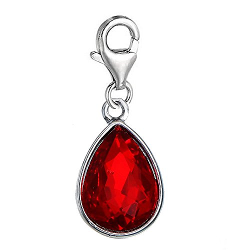 Sexy Sparkles Dangling lobster clasp charms for bracelets - color: Dark Red - January