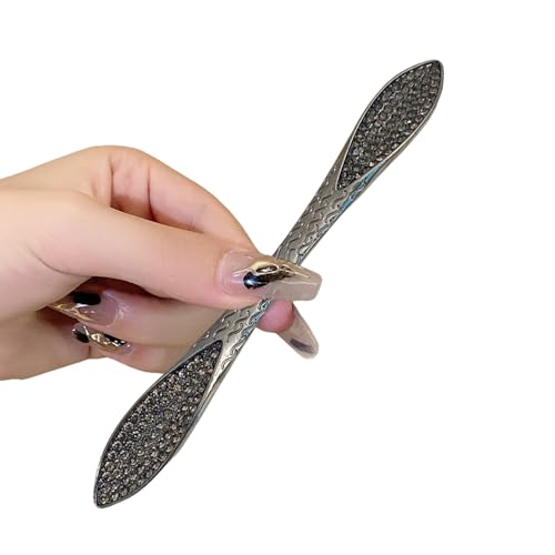  Snmzlc 2 Pcs French Hair Pins for Women,Hair Sticks for Buns,Buns and Updos with No Hair Damage,Black Metal Rhinestone French Pin Great Hold,Suitable for fine & thick hairUS315 (Black) - color: Black