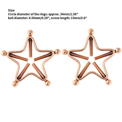 1 Pair Adults Non-Piercings Nipple Shield Adjustable Body Piercing Geometric Stars Nipple Clamp Ring Body Jewelry - color: #1 Rose Gold