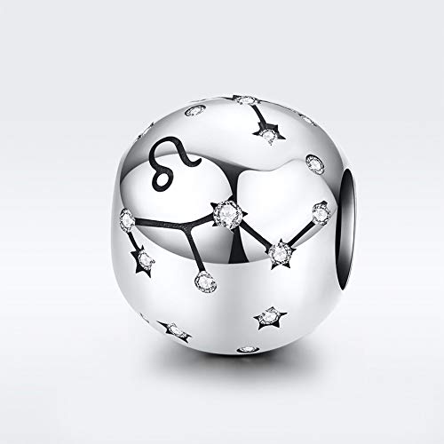 Constellation Charm 925 Sterling Silver Birthstone Bead for Pandora Charms Bracelet-Gift for Anniversary Birthday Christmas Day - color: Leo （7.23-8.22）