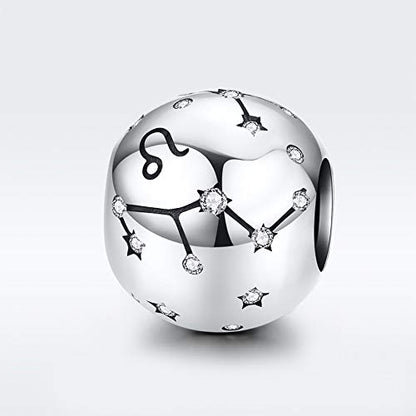 Constellation Charm 925 Sterling Silver Birthstone Bead for Pandora Charms Bracelet-Gift for Anniversary Birthday Christmas Day - color: Leo （7.23-8.22）