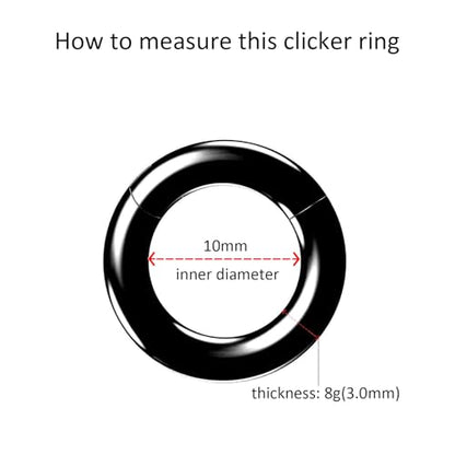 4G/6G/8G/10G/12G/14G/16G/18G/20G Hypoallergenic Nose Hoop Rings Steel Hinged Clicker Segment Gold/Rose Gold/Black/Pink Color - style: 1pc: 8g×10mm Black