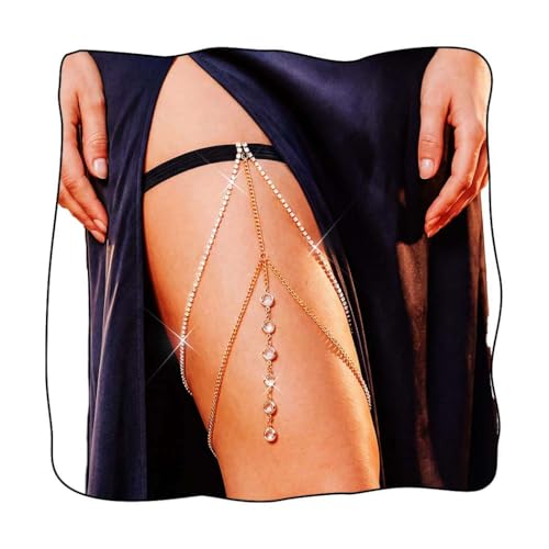 Rhinestone Thigh Chain Beaded Thigh Jewelry for Women - color: Glod