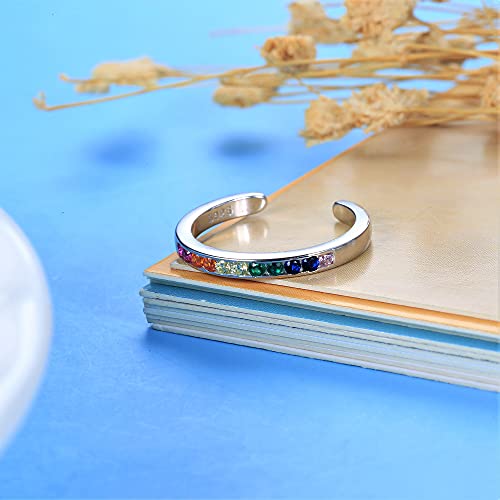 MILACOLATO Toe Rings for Women 925 Sterling Silver Adjustable Toe Ring | Adjustable Open Band Toe Rings, Hypoallergenic Ring for Sensitive Skin, Non Tarnished Waterproof Summer Beach Foot Jewelry - color: Silver-Color Zircon