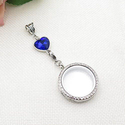 IDLAN Wedding Bouquet Locket Charm Rhinestone Photo Charm Memorial Bride Pendant Memorial Photo Keepsake Something blue