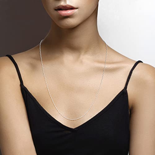 Miabella Italian Solid 925 Sterling Silver, 18Kt Gold Plated 2mm Paperclip Link Chain Necklace for Women, Made in Italy - size: Length 26 Inches, style: sterling silver
