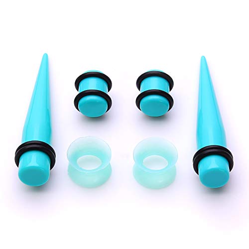 JieyueJewelry 50/54 Pcs Ear Stretching Kit 14G-00G | Acrylic Tapers & Plugs with Silicone Tunnels, Ear Gauges Expander Set Body Piercing Jewelry for Women and Men - color: Blue