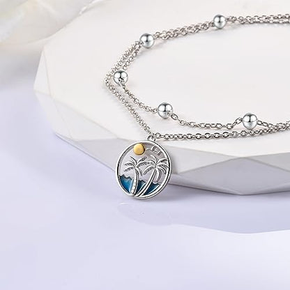 Anklet for Women S925 Sterling Silver Adjustable Foot Charm Ankle Bracelet Anklets Jewelry 9.5-10.5 Inches - color: 1# Palm Tree Anklet