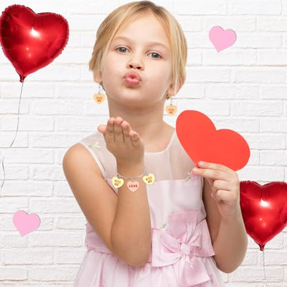 64 Pcs Valentine's Day Resin Charms, Conversation Heart Pendant | Valentines Candy Heart Charm, DIY Crafts, Bracelet Necklace Earrings Jewelry Making, Party Favors Gifts - style: Valentine Style