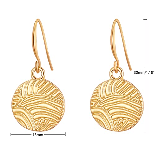 Gold Earrings 14k Gold Plated Hoop Earrings Dainty Pearl hoop Disc Coin Bead Starfish Teardrop Circle Dangle Drop Earrings for Women Hypoallergenic Jewelry Gifts - color: Small Disc-Gold