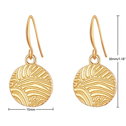 Gold Earrings 14k Gold Plated Hoop Earrings Dainty Pearl hoop Disc Coin Bead Starfish Teardrop Circle Dangle Drop Earrings for Women Hypoallergenic Jewelry Gifts - color: Small Disc-Gold