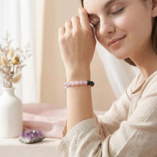 Bivei Protection Crystal Healing Bracelet | 8MM Strength Bracelet Spiritual Stretch Beaded Jewelry for Women Men Gift - color: Anxiety Relief, size: Large 8-8.27 inch