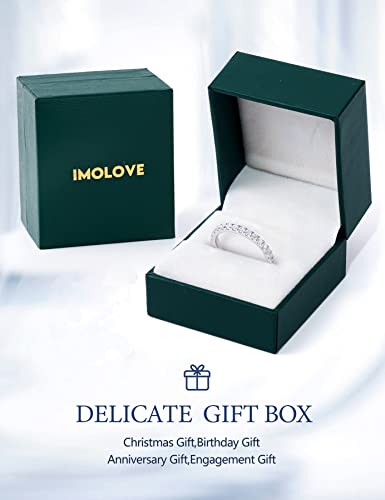 IMOLOVE Moissanite Wedding Band Wedding Rings for Women 925 Sterling Silver Rings with 18K White Gold Plated Eternity Stackable Engagement Ring Anniversary Band Size 3-12 - color: White, size: 9.5, style: A-Half Eternity 0.2CT