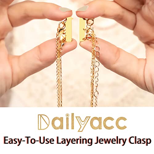 Dailyacc Layering Magnetic Necklace Clasp,18 K Gold and Silver Separator for Stackable Necklaces - color: 2PCS - 2 Silver 3 silver