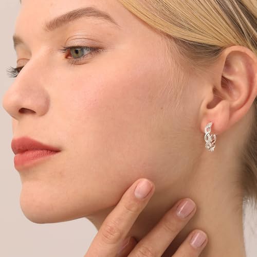 Senteria S925 Sterling Silver Post Twisted Hoop Earrings Hypoallergenic | Lightweight Silver Hoop Earrings AAAAA Cubic Zirconia Nickel Free for Sensitive Ears Twisted Hoops for Women Gifts 20-60MM - color: silver-20/60mm