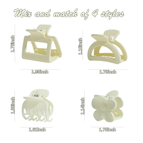 16Pcs Medium Claw Hair Clips for Women Girls,Matte Rectangle Double Row Teeth Flower Semicircle Small Claw Clips for Thin/Medium Thick Hair, Jaw Clips Nonslip Clips (Beige,Khaki,Brown,Black) - color: Beige, Khaki, Brown, Black